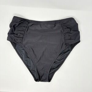 Old Navy Womens Plus 2X Black Ruched High Rise Swim Bottoms